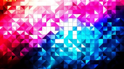 A colorful abstract mosaic featuring triangles and various radiant hues