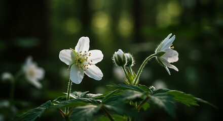 Forest's Whisper: Sunlit Blooms AI Generated