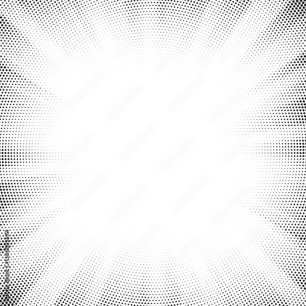 Aufkleber Dotwork noise burst beam background. Black noise stipple dots sunburst pattern. Motion, explosion effect. Abstract dotwork banner with star flash. Radial ray grunge pattern. Abstract sunbeam. 