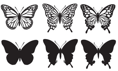 butterfly silhouette vector, butterfly isolated on white  butterflies silhouettes