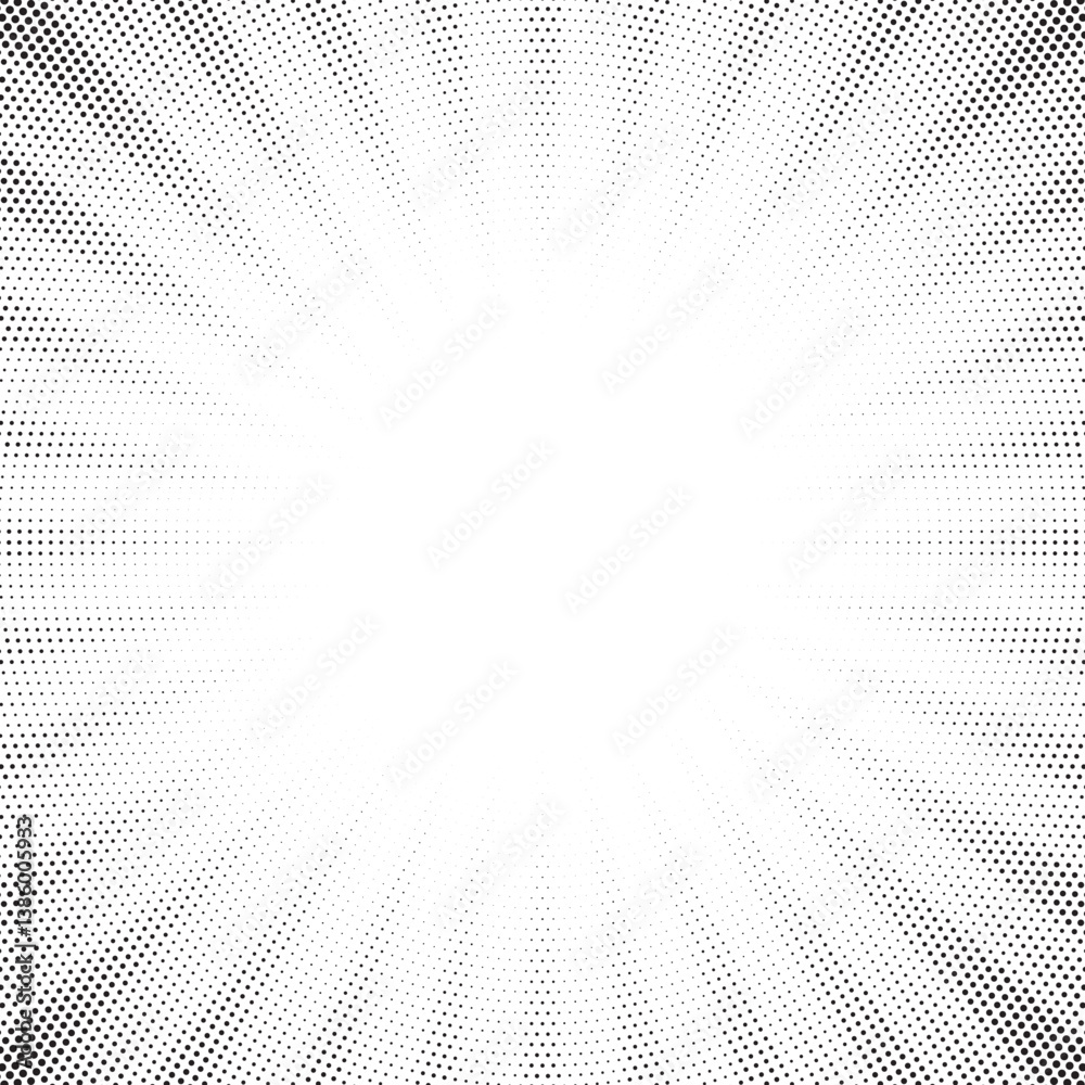 Fototapete Halftone gradient sun rays pattern. abstract halftone vector dots background. monochrome dots pattern. pop art, comic small dots. star rays halftone poster. shine, explosion. sunrise rays background.