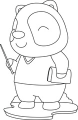 Panda Teacher Book Animal Vector Graphic Art Illustration