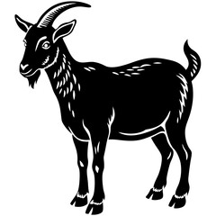Goat Silhouette Vector Art – Animal Illustration on White Background