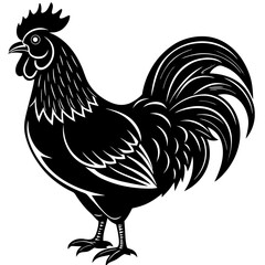 Rooster Silhouette Vector Art – Bird Illustration on White Background