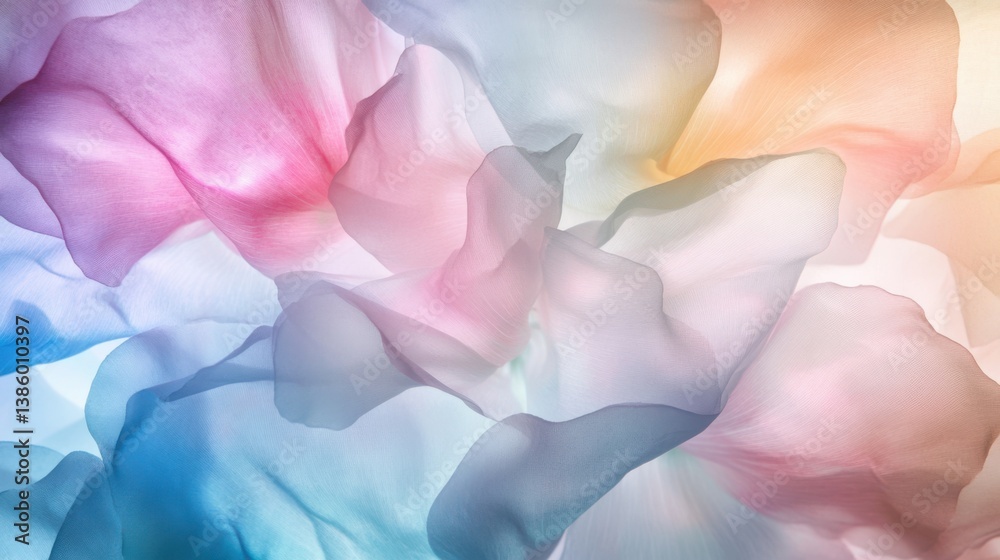 Aufkleber soft abstract floral background with translucent pastel petals and dreamy gradients, creating an eth