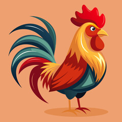 Fototapeta premium Rooster Vector Illustration - Cartoon, Clipart & Line Art Printable Graphic Design