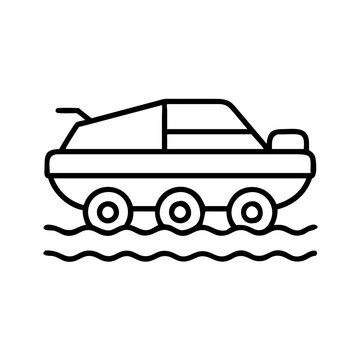 Explore amphibious atv vehicle outline vector icon for off road adventure and water sports design 