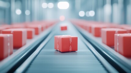 Automated AI powered sorting system analyzing and categorizing parcels in a fulfillment center.