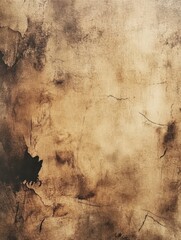 Abstract backdrop of aged parchment with distressed texture and dark brown stains creating a vintage and antique feel perfect for creative designs