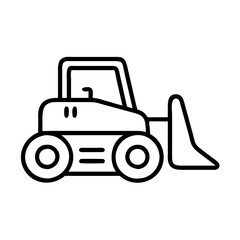 Find construction equipment vector icon: bulldozer, loader, tractor, and heavy machinery illustration
