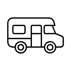 Obraz premium Simple camper van outline vector illustration for travel and vacation designs and recreational vehicle concepts