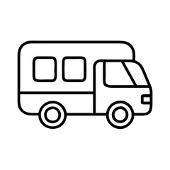 Outline camper van vector drawing for travel and camping designs and rv illustrations and road trip graphics