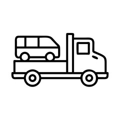 Tow truck transporting a car vector icon illustration for roadside assistance and vehicle recovery services