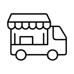 Food truck vector icon illustration, mobile kitchen restaurant and street food vendor concept design template 