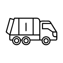 Outline garbage truck vector illustration, waste management vehicle clip art, recycling truck icon design