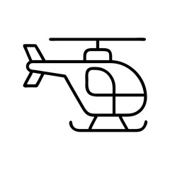 Helicopter vector icon simple line drawing for aviation transport and travel related design projects exactly 