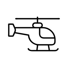 Helicopter icon vector illustration, simple outline helicopter drawing for transportation and travel designs