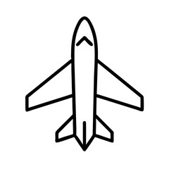 Airplane icon vector illustration of a commercial plane for travel and transportation isolated on white background