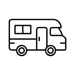 Outline rv camper van vector illustration for travel adventure and road trip designs and vacation graphics