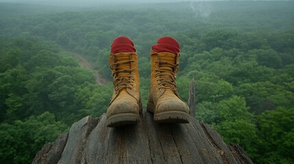 Boots on a Mountaintop: A Breathtaking View