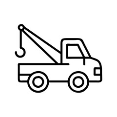 Tow truck vector icon for roadside assistance and vehicle recovery services simple outline style illustration