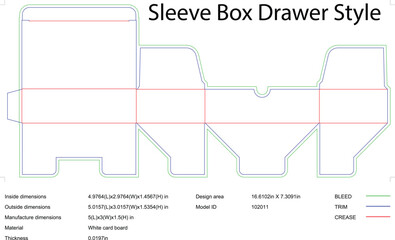 Sleeve Box Drawer Style Packaging Design Template Diagram