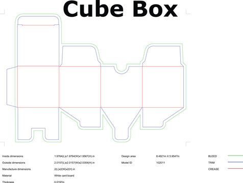Cube Box Design Template Packaging, DieCut, Dimensions, Folding, Assembly