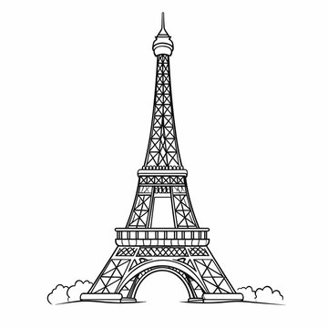 Eiffel tower hand-drawn comic illustration. Eiffel tower. Vector doodle style cartoon illustration