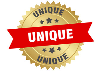 unique. unique round red and gold label isolated on transparent background