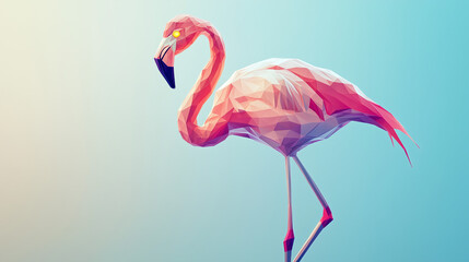 Abstract Flamingo Photo-Geometric Animal Design