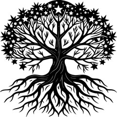 Misty evergreen forest, tranquil and serene