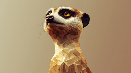 Polygonal Meerkat - 3D Animal with a Curious Look