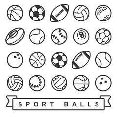 Sport balls set. Collection icons sport balls. Vector