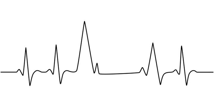 Continuous line representing a heartbeat outline vector art illustration, Heart beat one line. Continuous lines heart beats drawing. Wave pulse. Hand draw heartbeat. Design heartbeat for print. Black.