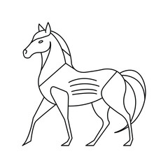  Hand drawn single Horse line art coloring page for kids vector outline illustration
