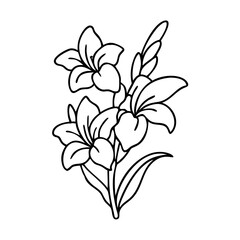 gladiolus flower icon, gladiolus flower line art - simple line art of gladiolus flower, perfect for gladiolus flower logos and icons