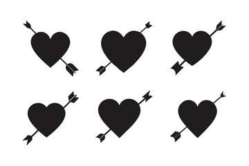 heart arrow through it vector art silhouette