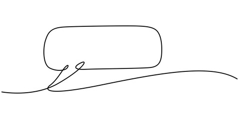 Speech Bubble Single Line Icon, Continuous one line drawing of speech bubble, Black and white graphics vector minimalist linear illustration made of single line, Talk text box, feedback message box. 
