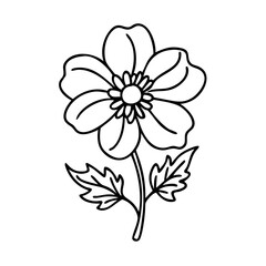 Obraz premium japanese anemone flower icon, japanese anemone flower line art - simple line art of japanese anemone flower, perfect for japanese anemone flower logos and icons