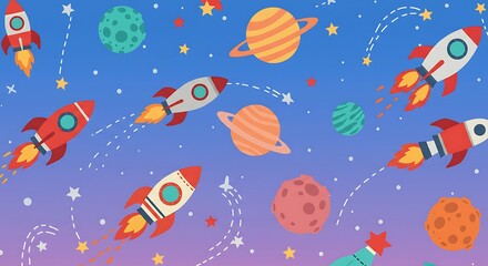 Cosmic Rockets & Planetary Dreams AI Generated
