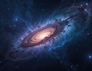 Obraz premium Magnificent Galaxy in Deep Space Featuring Swirling Stars and Nebula Clouds