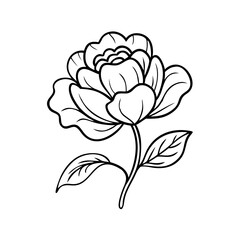 peony flower icon, peony flower line art - simple line art of peony flower, perfect for peony flower logos and icons