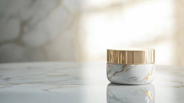 Elegant Marble Cream Jar on Marble Surface