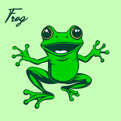 Cute Frog Mascot Character Vector Illustration for Branding and Stickers