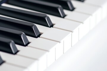 A serene black piano in a minimalist setting, ideal for classical music themes and artistic visuals.