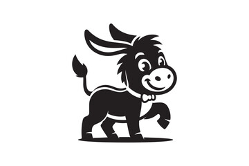 Donkey Silhouette vector, Isolated on white Background
