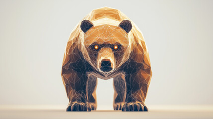 Powerful Low Poly Bear Geometric Art with Glow Eyes