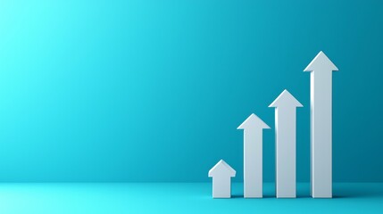 A blue background with four white arrows pointing upwards