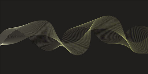 Abstract Yellow Curved Lines Flowing Smoothly Over a Black Background – A Striking Vector Wave Design Perfect for Modern Banners, Website Templates, and Digital Wallpaper Concepts.