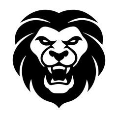Lion heads Silhouette in tribal tattoo style vector illustration